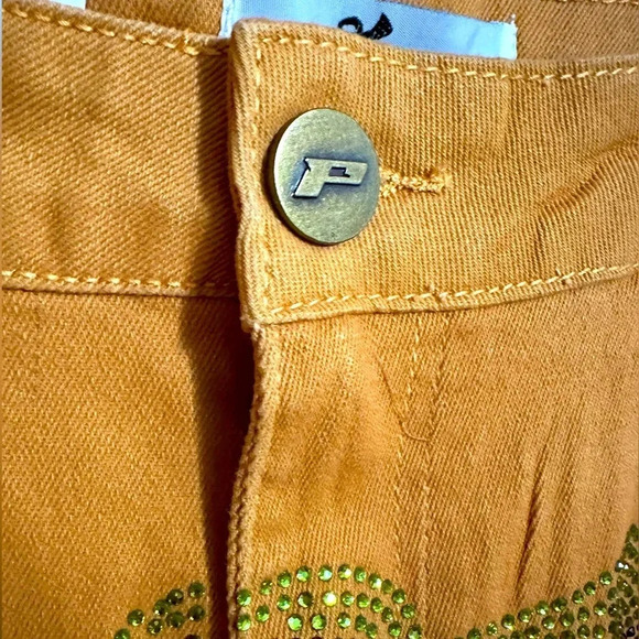 Politics rhinestone khaki/green distressed jeans men’s size 36/32 - Picture 8 of 13
